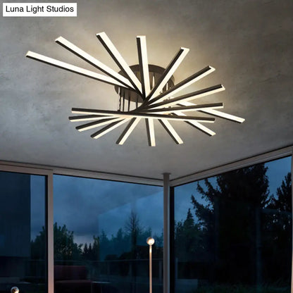 DecorBites™ DecorBites™ Modern Aluminum Semi Flush Mount LED Ceiling Lamp - Sleek Crossed Line Design for Simplicity and Style in Living Room Lighting