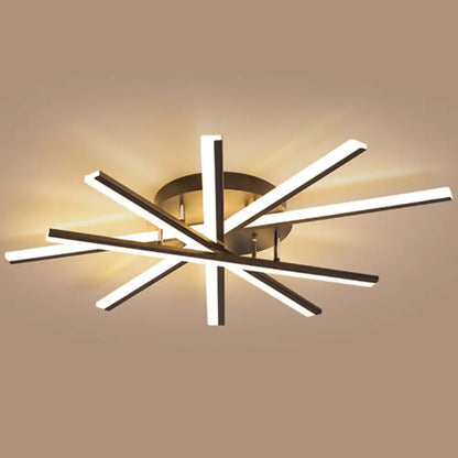 DecorBites™ DecorBites™ Modern Aluminum Semi Flush Mount LED Ceiling Lamp - Sleek Crossed Line Design for Simplicity and Style in Living Room Lighting