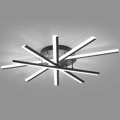 DecorBites™ DecorBites™ Modern Aluminum Semi Flush Mount LED Ceiling Lamp - Sleek Crossed Line Design for Simplicity and Style in Living Room Lighting