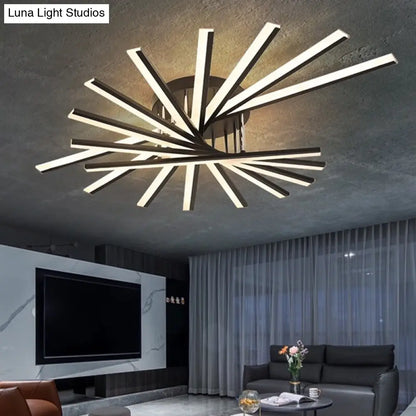 DecorBites™ DecorBites™ Modern Aluminum Semi Flush Mount LED Ceiling Lamp - Sleek Crossed Line Design for Simplicity and Style in Living Room Lighting