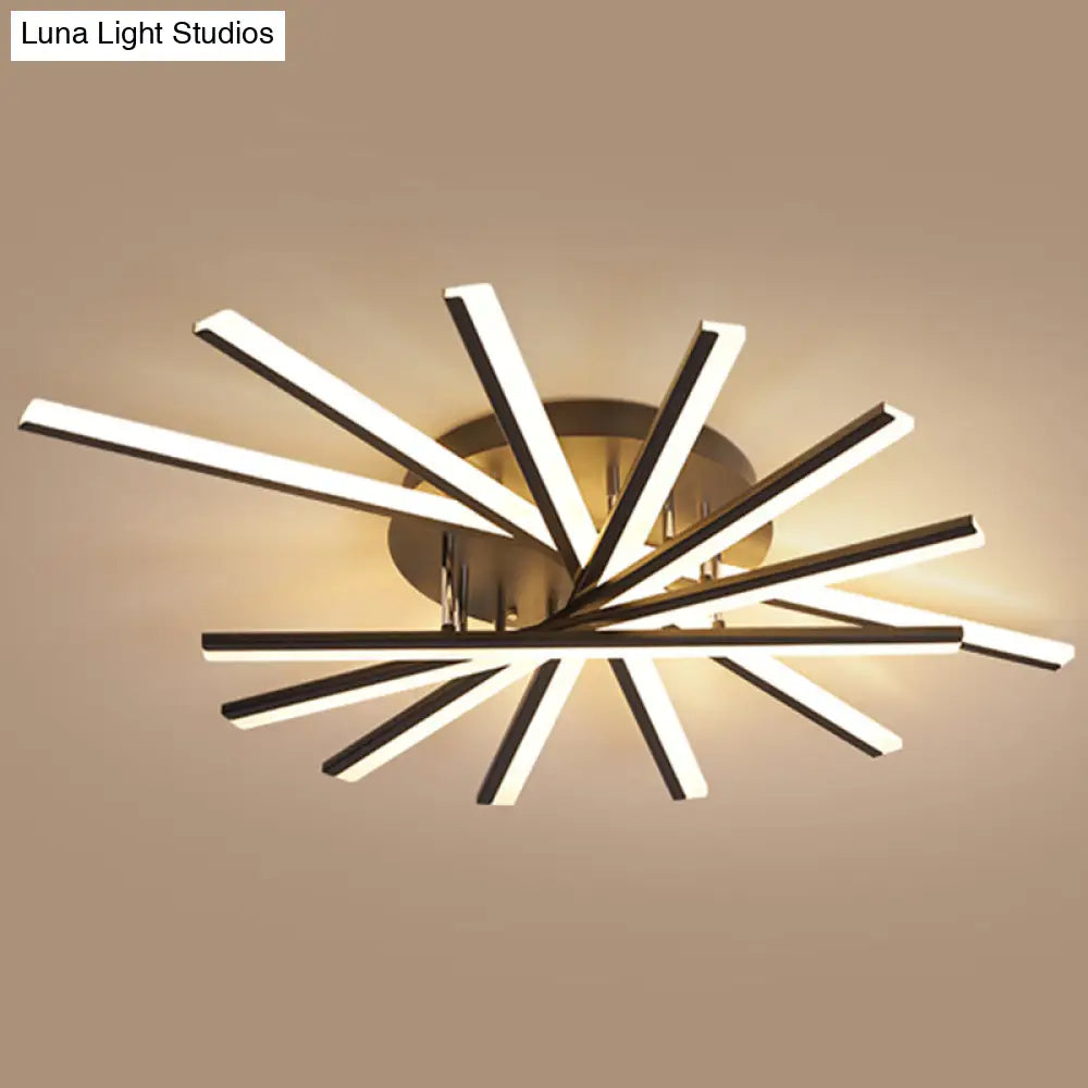 DecorBites™ DecorBites™ Modern Aluminum Semi Flush Mount LED Ceiling Lamp - Sleek Crossed Line Design for Simplicity and Style in Living Room Lighting