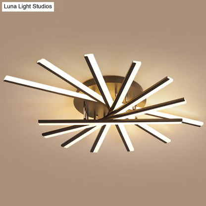 DecorBites™ DecorBites™ Modern Aluminum Semi Flush Mount LED Ceiling Lamp - Sleek Crossed Line Design for Simplicity and Style in Living Room Lighting