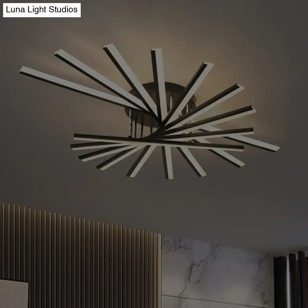 DecorBites™ DecorBites™ Modern Aluminum Semi Flush Mount LED Ceiling Lamp - Sleek Crossed Line Design for Simplicity and Style in Living Room Lighting