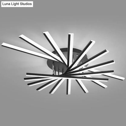 DecorBites™ DecorBites™ Modern Aluminum Semi Flush Mount LED Ceiling Lamp - Sleek Crossed Line Design for Simplicity and Style in Living Room Lighting