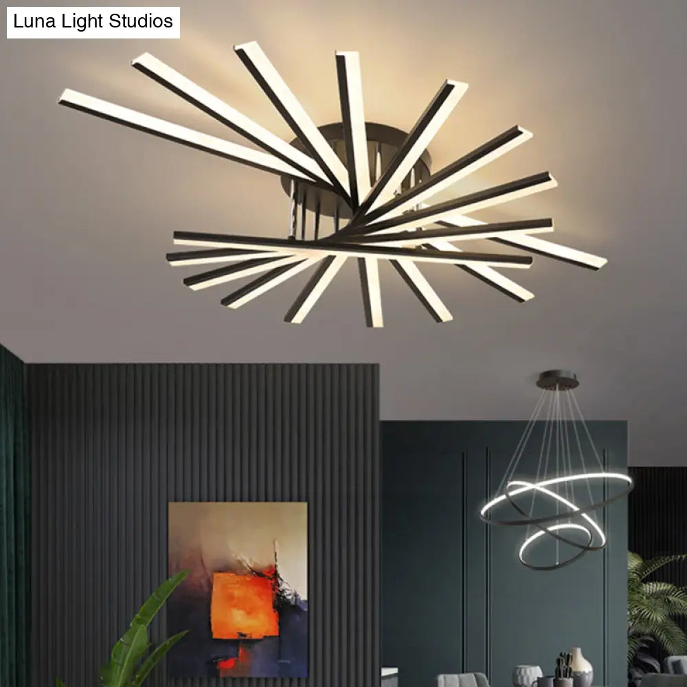 DecorBites™ DecorBites™ Modern Aluminum Semi Flush Mount LED Ceiling Lamp - Sleek Crossed Line Design for Simplicity and Style in Living Room Lighting