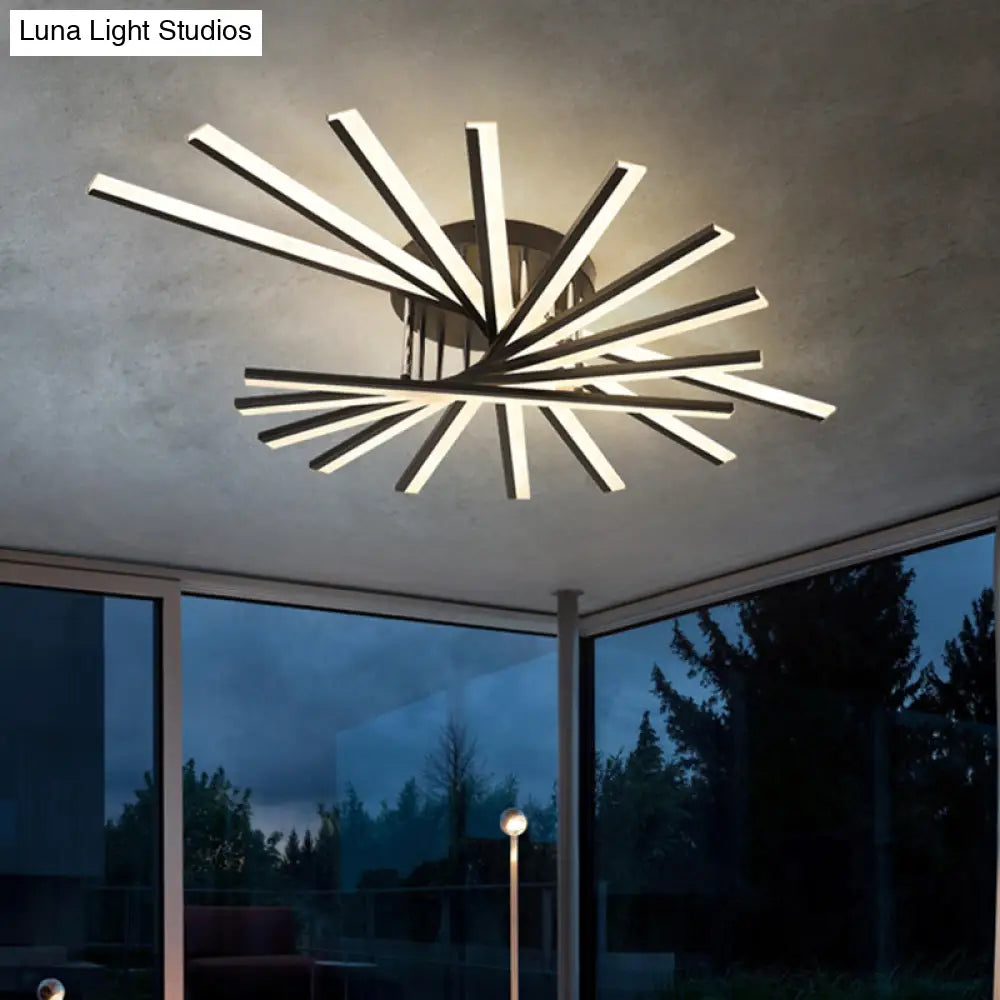 DecorBites™ DecorBites™ Modern Aluminum Semi Flush Mount LED Ceiling Lamp - Sleek Crossed Line Design for Simplicity and Style in Living Room Lighting