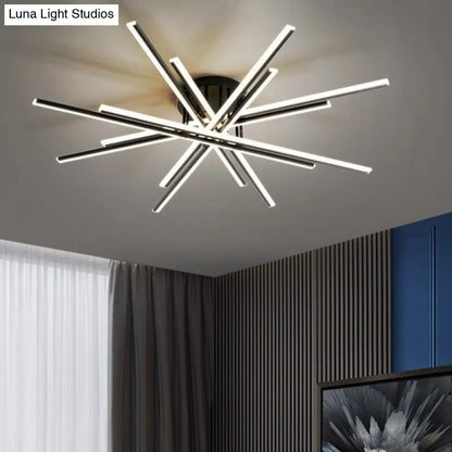 DecorBites™ DecorBites™ Modern Aluminum Semi Flush Mount LED Ceiling Lamp - Sleek Crossed Line Design for Simplicity and Style in Living Room Lighting