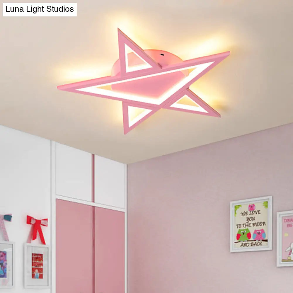 DecorBites™ DecorBites™ Modern Aluminum Star Shaped Pendant Light with LED in Blue/Pink - Flush Mount Ceiling Light