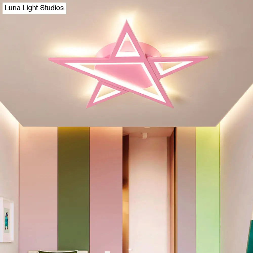 DecorBites™ DecorBites™ Modern Aluminum Star Shaped Pendant Light with LED in Blue/Pink - Flush Mount Ceiling Light