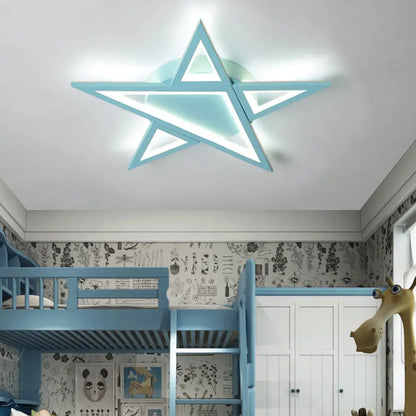 DecorBites™ DecorBites™ Modern Aluminum Star Shaped Pendant Light with LED in Blue/Pink - Flush Mount Ceiling Light