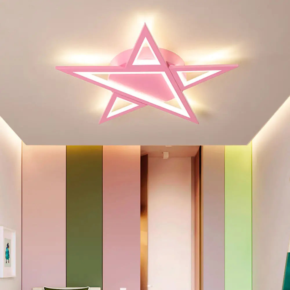 DecorBites™ DecorBites™ Modern Aluminum Star Shaped Pendant Light with LED in Blue/Pink - Flush Mount Ceiling Light