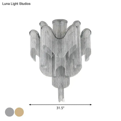 DecorBites™ DecorBites™ Modern Aluminum Tiered Tassel Semi Flush LED Ceiling Lamp for Living Room
