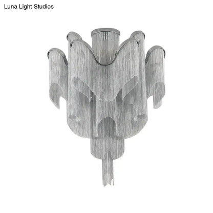 DecorBites™ DecorBites™ Modern Aluminum Tiered Tassel Semi Flush LED Ceiling Lamp for Living Room