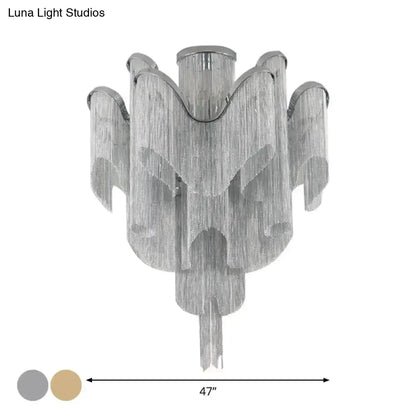 DecorBites™ DecorBites™ Modern Aluminum Tiered Tassel Semi Flush LED Ceiling Lamp for Living Room