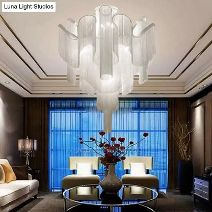 DecorBites™ DecorBites™ Modern Aluminum Tiered Tassel Semi Flush LED Ceiling Lamp for Living Room