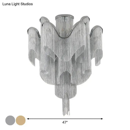 DecorBites™ DecorBites™ Modern Aluminum Tiered Tassel Semi Flush LED Ceiling Lamp for Living Room