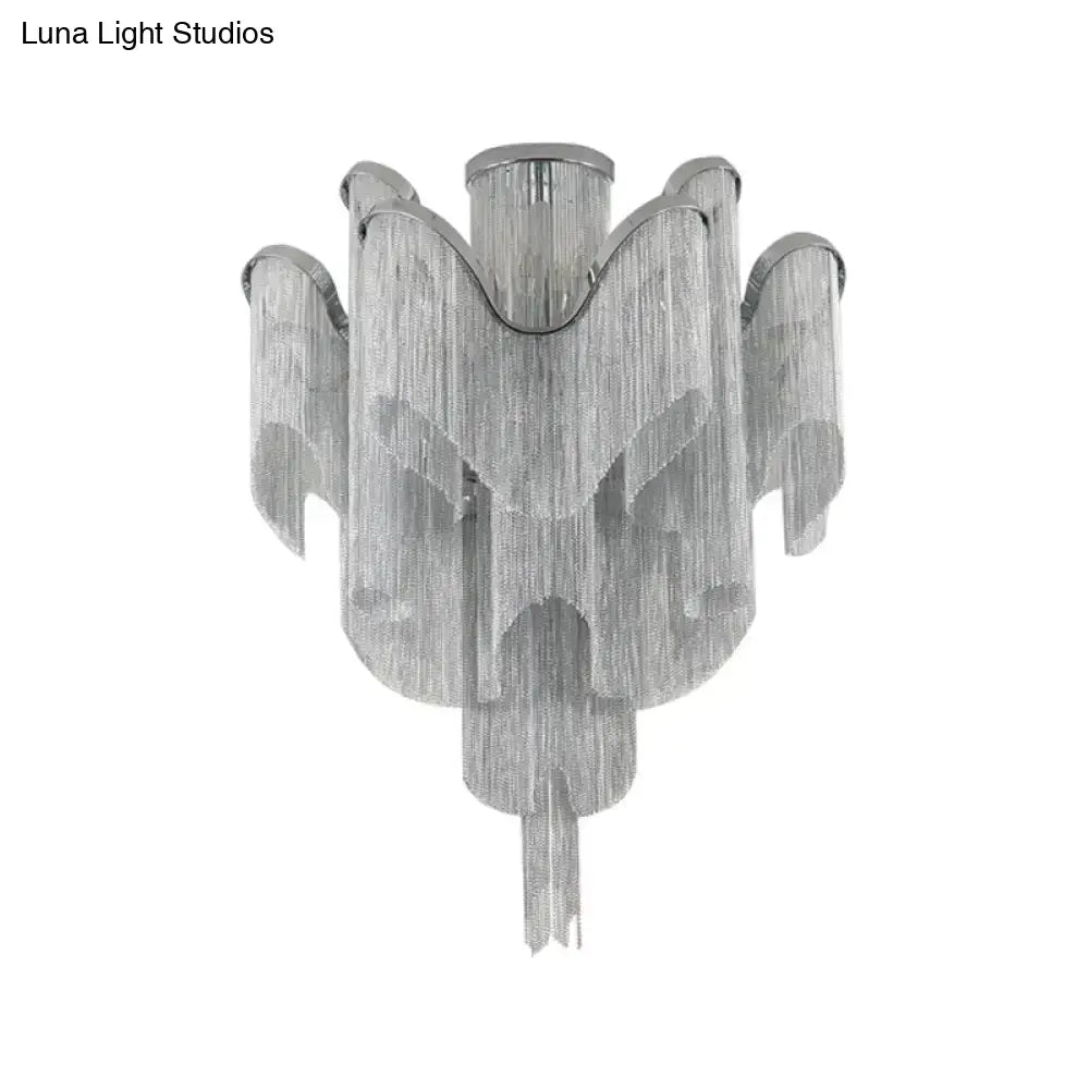 DecorBites™ DecorBites™ Modern Aluminum Tiered Tassel Semi Flush LED Ceiling Lamp for Living Room