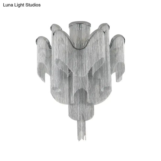 DecorBites™ DecorBites™ Modern Aluminum Tiered Tassel Semi Flush LED Ceiling Lamp for Living Room