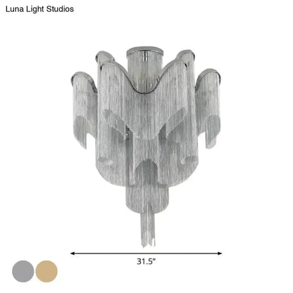 DecorBites™ DecorBites™ Modern Aluminum Tiered Tassel Semi Flush LED Ceiling Lamp for Living Room