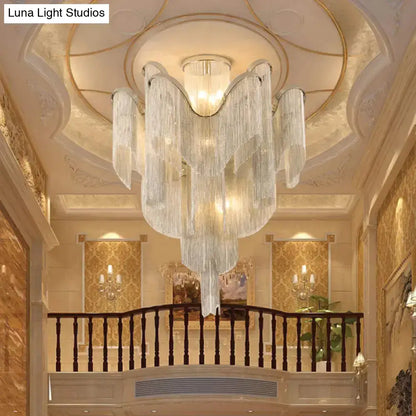 DecorBites™ DecorBites™ Modern Aluminum Tiered Tassel Semi Flush LED Ceiling Lamp for Living Room