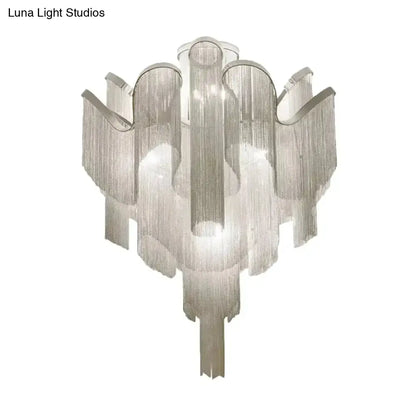 DecorBites™ DecorBites™ Modern Aluminum Tiered Tassel Semi Flush LED Ceiling Lamp for Living Room