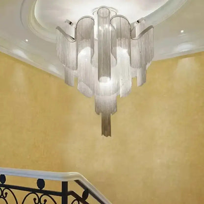 DecorBites™ DecorBites™ Modern Aluminum Tiered Tassel Semi Flush LED Ceiling Lamp for Living Room
