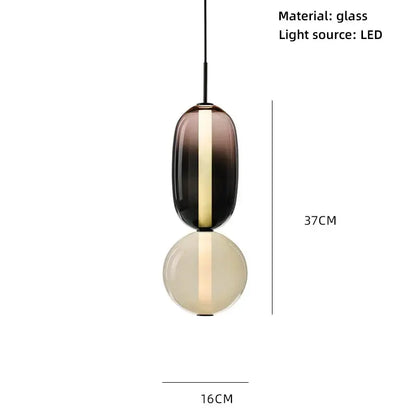 Modern amber and cream colorful glass pendant lights with gradient two-tiered glass balls for dining room illumination