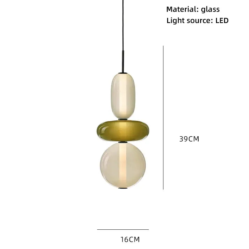 Modern glass pendant lights with colorful glass ball shades in amber cream translucent glass for dining room use