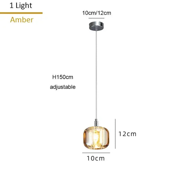Modern amber and gold crystal led chandelier pendant light with amber glass and chrome finish by decorbites crystal led