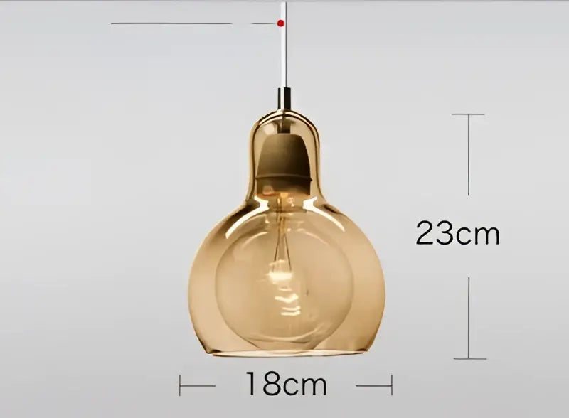 Modern amber and gray glass pendant lights featuring gold-toned glass pendant lights with vintage bulb design for dining room