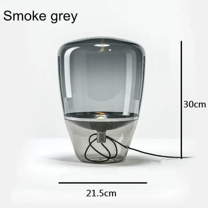 Smoke grey glass table lamp with sleek modern design and metallic base for home office balloons led glass style
