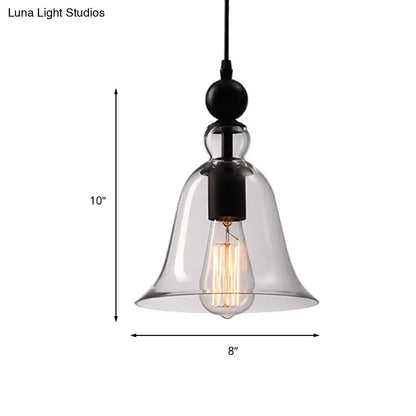 مصباح معلق على شكل جرس من الزجاج الشفاف/العنبر الحديث - مصباح معلق أنيق لغرفة الطعام
