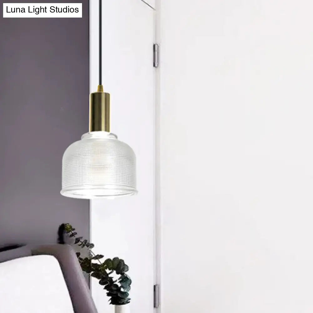 Modern Amber/Clear Glass Dome Pendant Light with 1 Bulb - Stylish Living Room Lighting Fixture