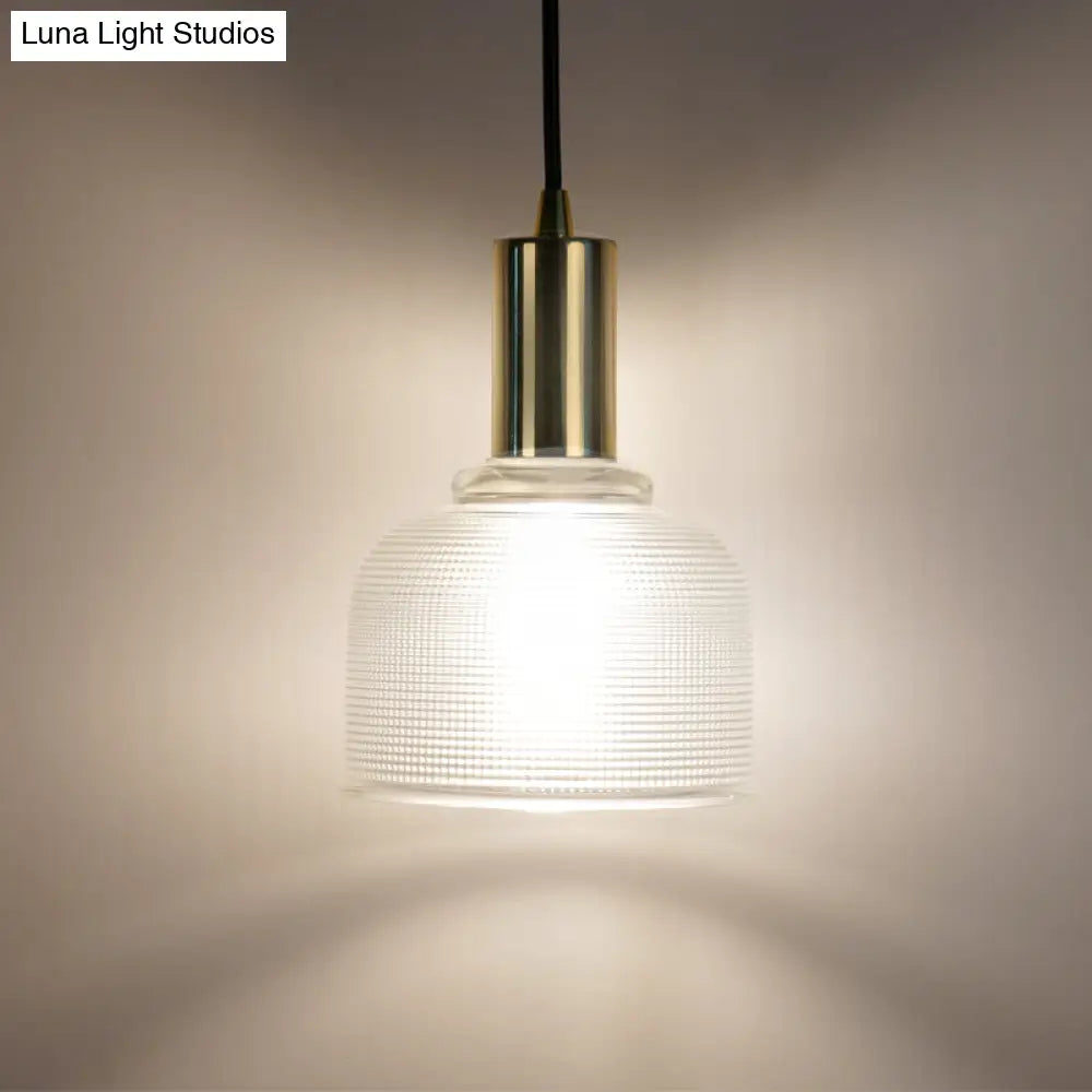 Modern Amber/Clear Glass Dome Pendant Light with 1 Bulb - Stylish Living Room Lighting Fixture