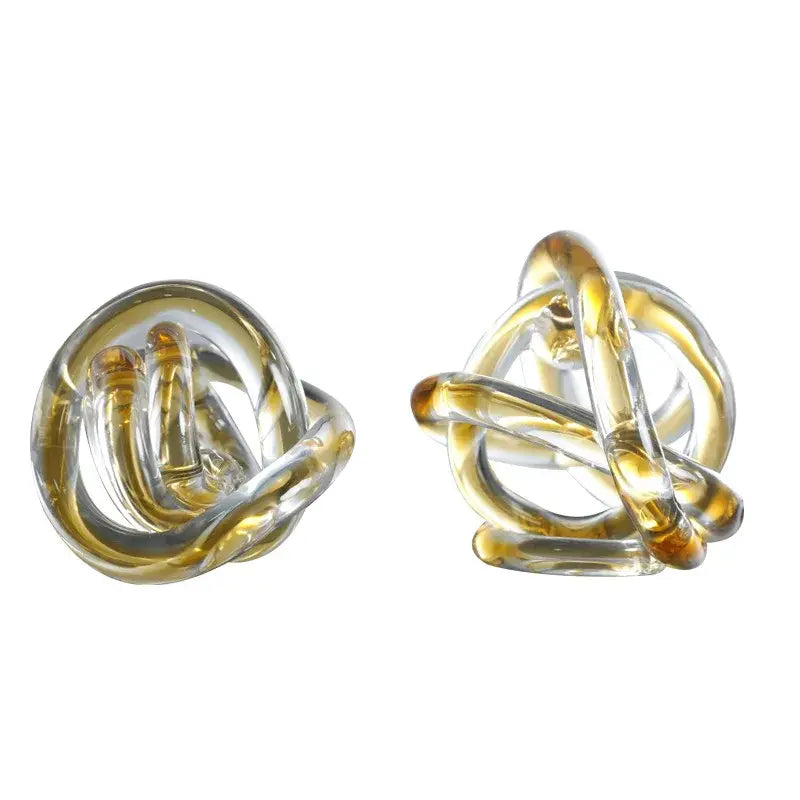 Modern amber and clear glass knot twist sculpture decorative decorbites glass knot for living room decor