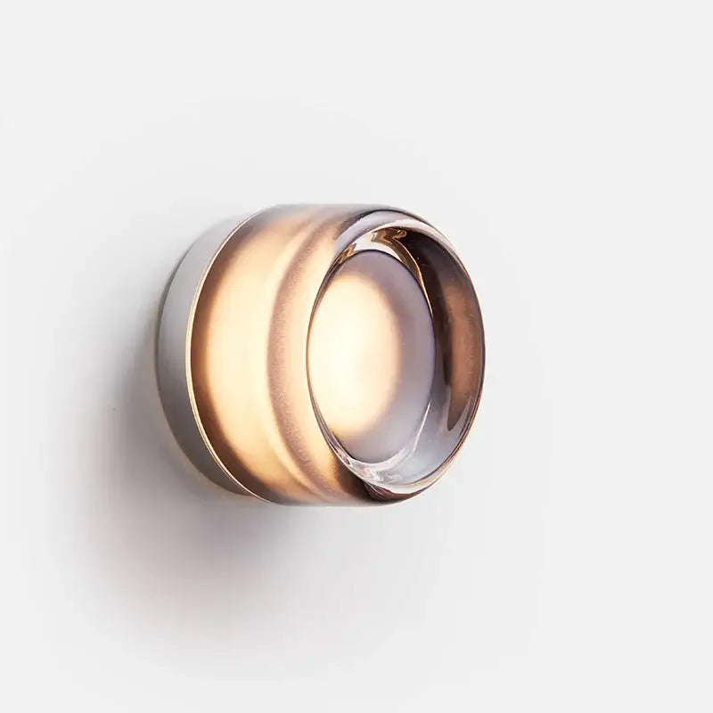 Modern amber and cream glass sconce led wall lamp with translucent glass body and polished rim for living room wall lamp