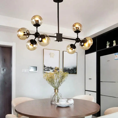 Black metal pendant light with multiple amber glass ball bulbs modern decorbites glass ball chandelier for dining room