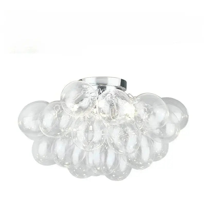 Modern amber glass chandelier led cluster with clear glass bubble cluster and chrome finish ceiling lamp for bedroom