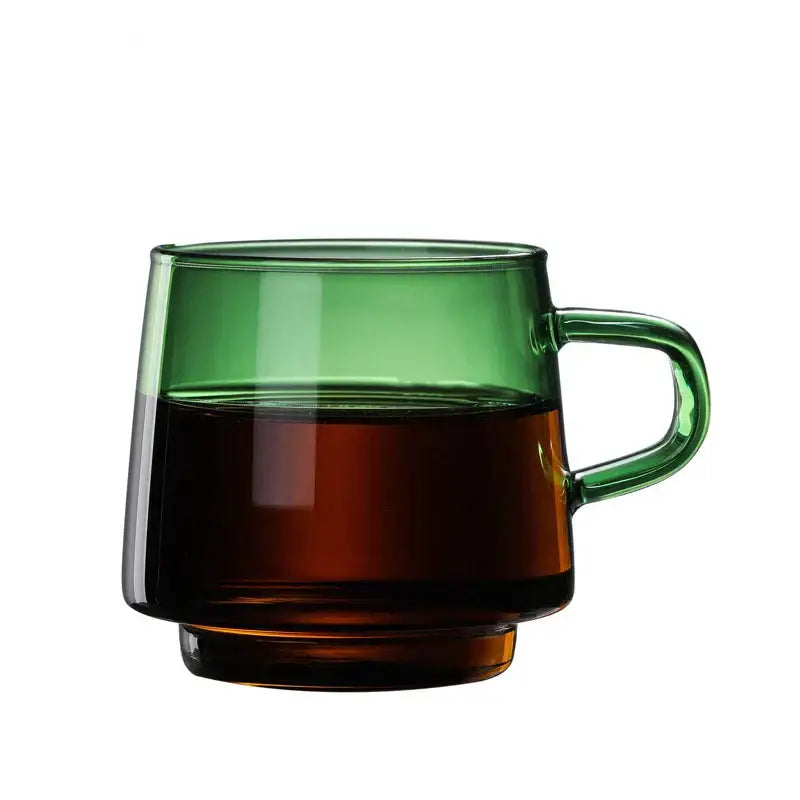 Modern green decorbites glass coffee mug with sleek minimalist design and matching handle for kitchen and dining room use