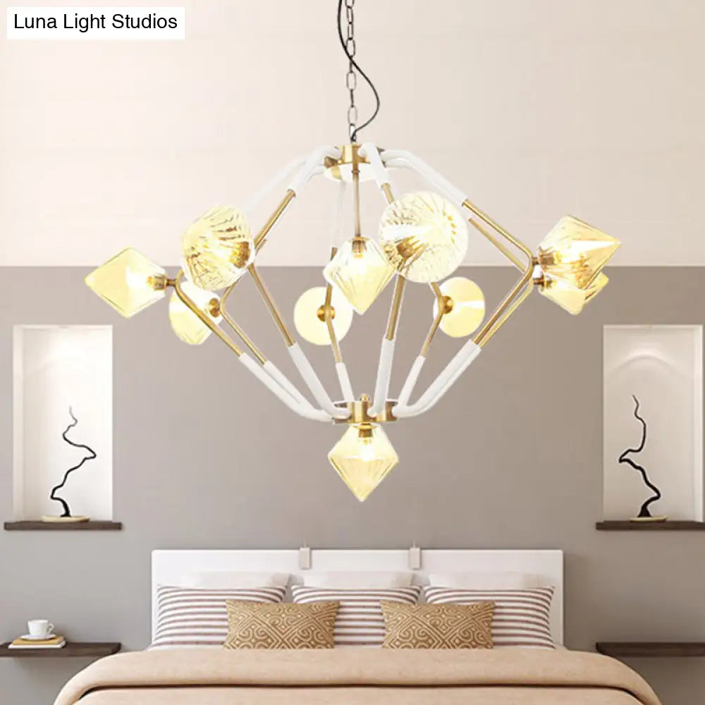 Lámpara de techo cónica moderna de cristal ámbar - Lámpara de techo de 10 luces para dormitorio