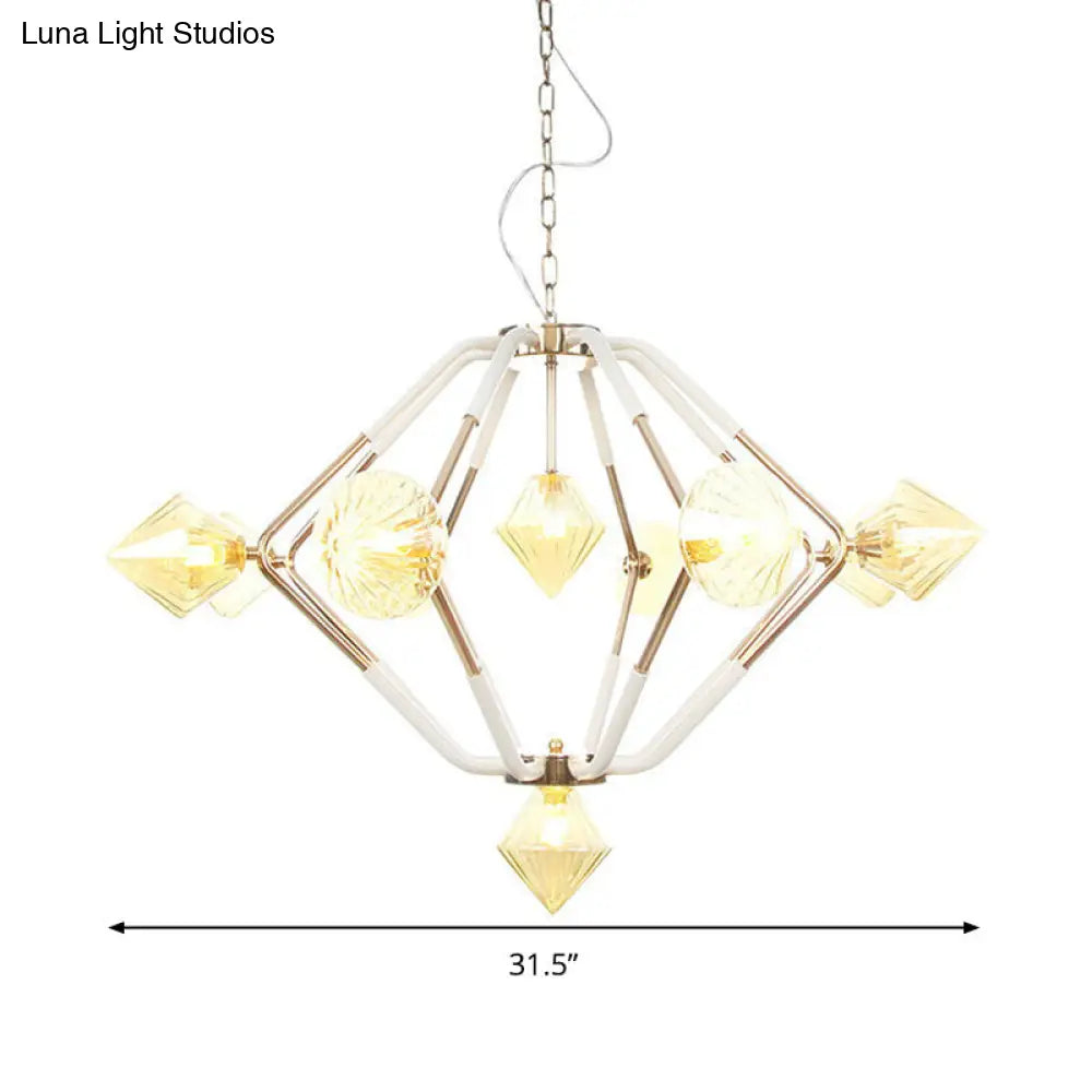 Lámpara de techo cónica moderna de cristal ámbar - Lámpara de techo de 10 luces para dormitorio