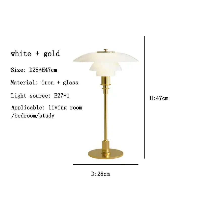 Modern amber glass desk lamp with elegant tiered glass shade and brass iron base perfect for home office decorbites glass desk