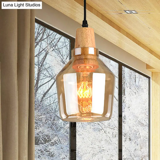 Modern Amber Glass Pendant Lamp Kit - 1 Light, Multiple Sizes