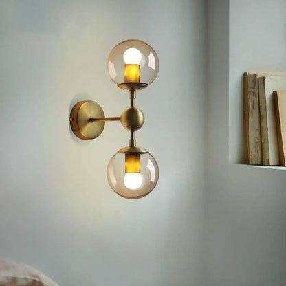 DecorBites™ DecorBites™ Modern Amber Glass Wall Sconce in Gold for Bedroom Lighting