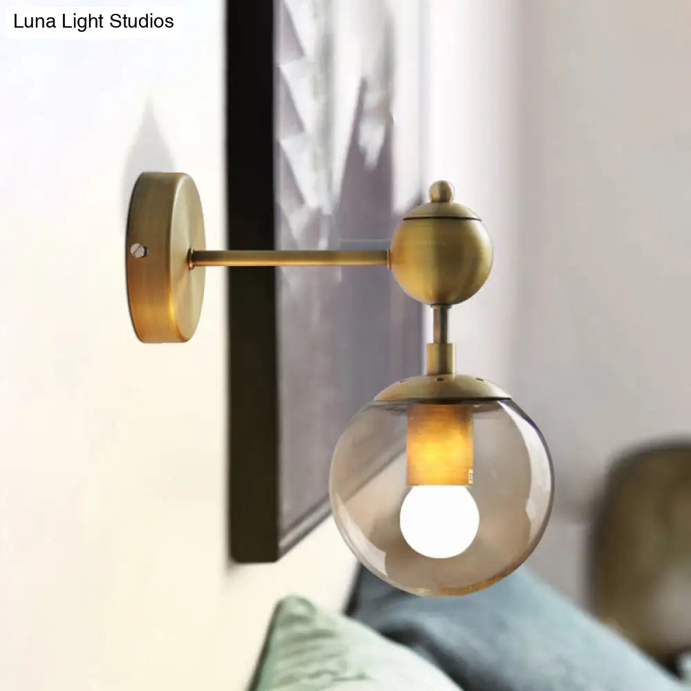 DecorBites™ DecorBites™ Modern Amber Glass Wall Sconce in Gold for Bedroom Lighting