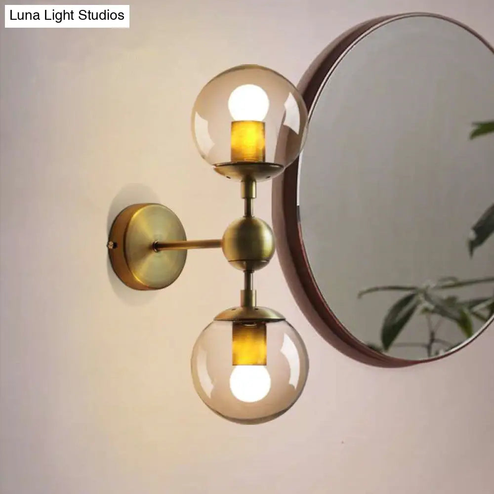 DecorBites™ DecorBites™ Modern Amber Glass Wall Sconce in Gold for Bedroom Lighting