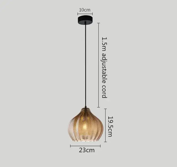 A warm-toned woven rattan pendant light with black adjustable cord complementing decorbites amber gray glass lamp