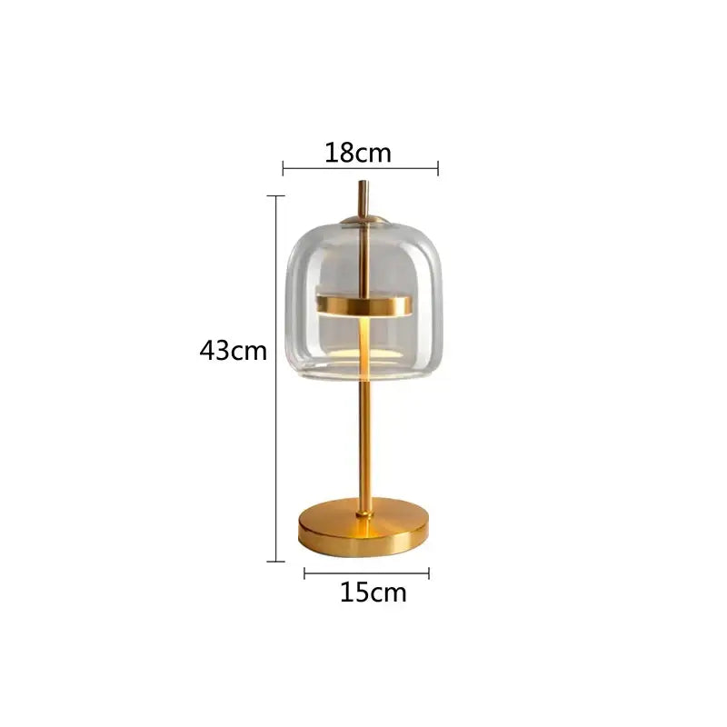 Modern amber and gray decorbites glass table lamp with gold light and clear glass dome for bedroom decorbites glass lamp