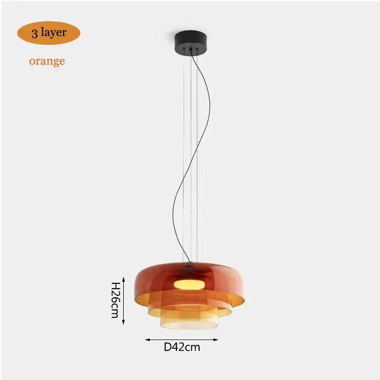 Modern amber layered glass pendant light features three-tiered colorful glass design for stylish dining room decorbites levels colorful