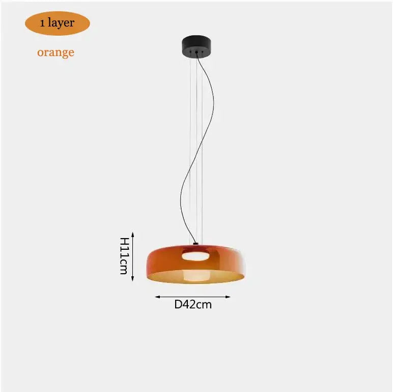 Modern amber single-layer pendant light with sleek black ceiling mount featuring colorful glass for decorbites levels colorful